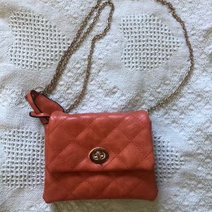Orange mini purse with gold chain